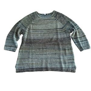 CJ Banks Women's Pullover Sweater Green Multicolor Crewneck Size 1X (16/18W)